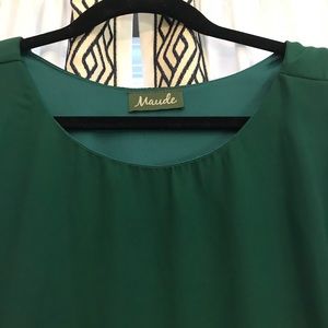 green shift chiffon dress in great shape / holiday
